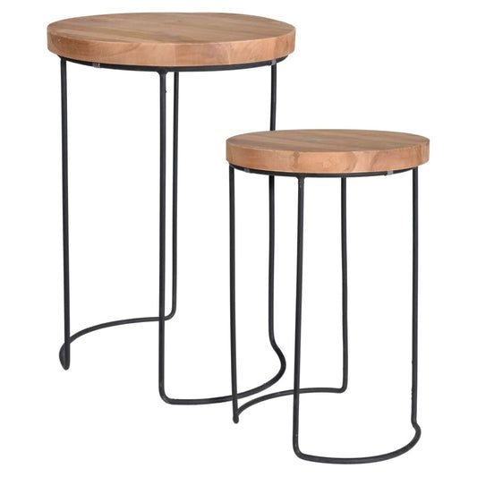 2 Piece Side Table Set Teak