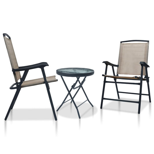 3 Piece Bistro Set Taupe Steel