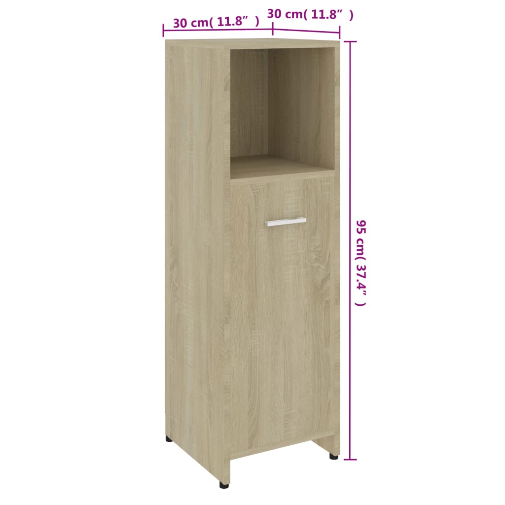 Bathroom Cabinet Sonoma Oak 30x30x95 cm Engineered Wood
