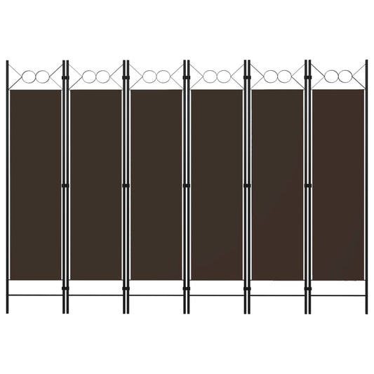 6-Panel Room Divider Brown 240x180 cm
