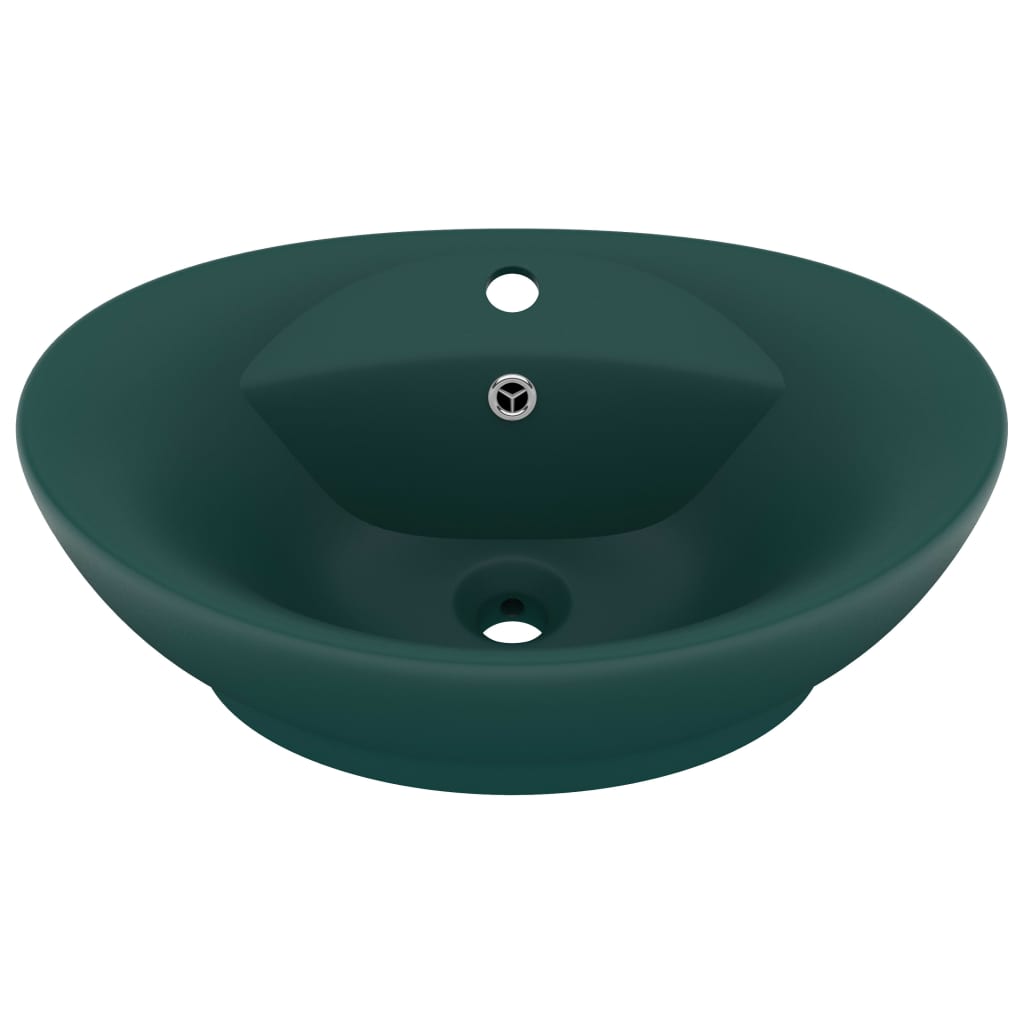 Luxury Basin Overflow Oval Matt Dark Green 58.5x39 cm Ceramic