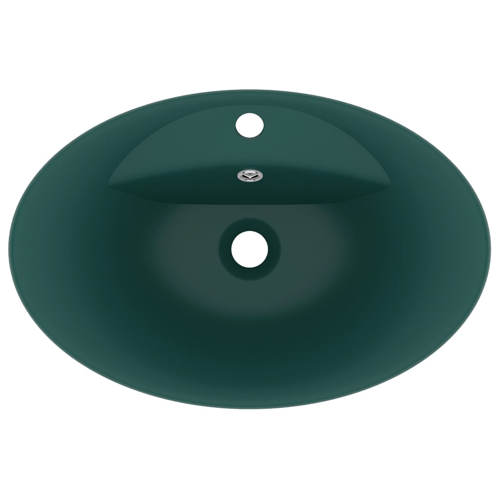 Luxury Basin Overflow Oval Matt Dark Green 58.5x39 cm Ceramic
