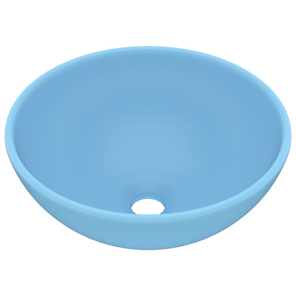 Luxury Bathroom Basin Round Matt Light Blue 32.5x14 cm Ceramic