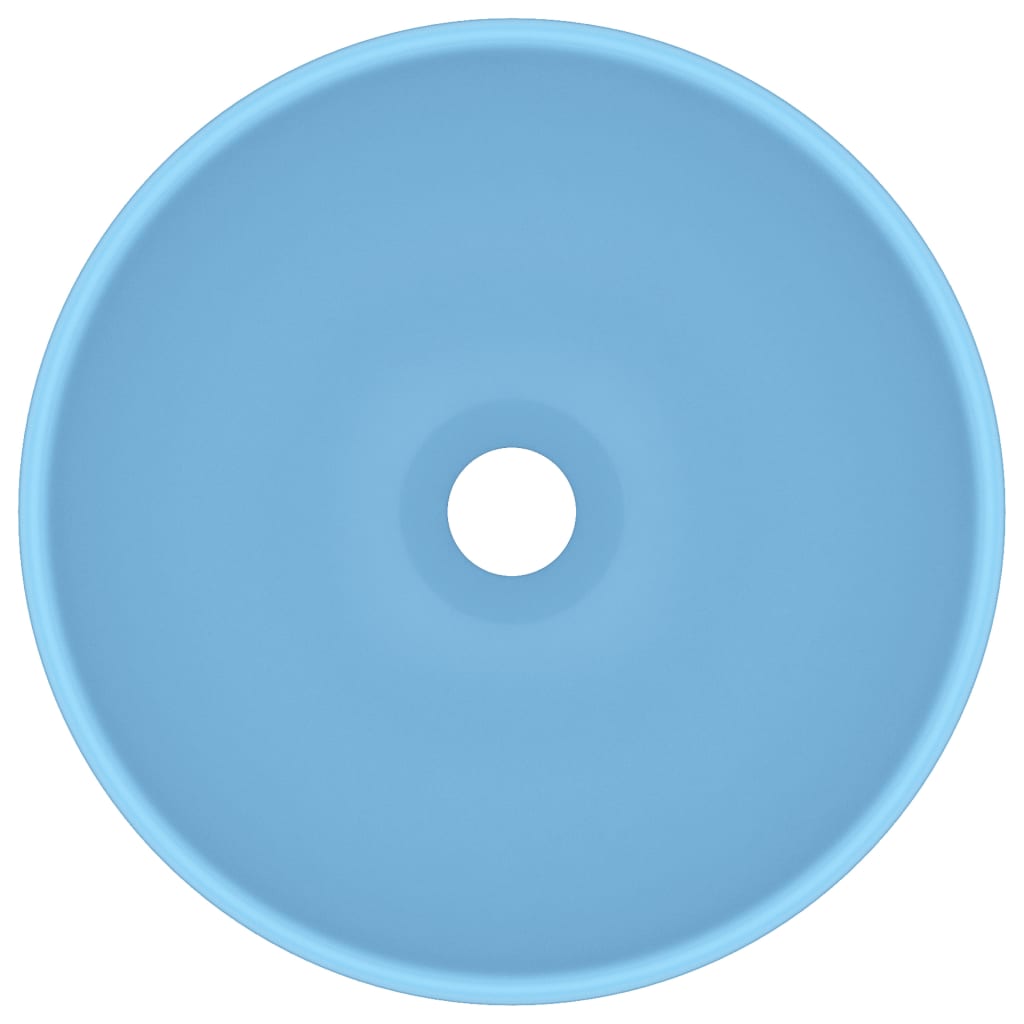 Luxury Bathroom Basin Round Matt Light Blue 32.5x14 cm Ceramic