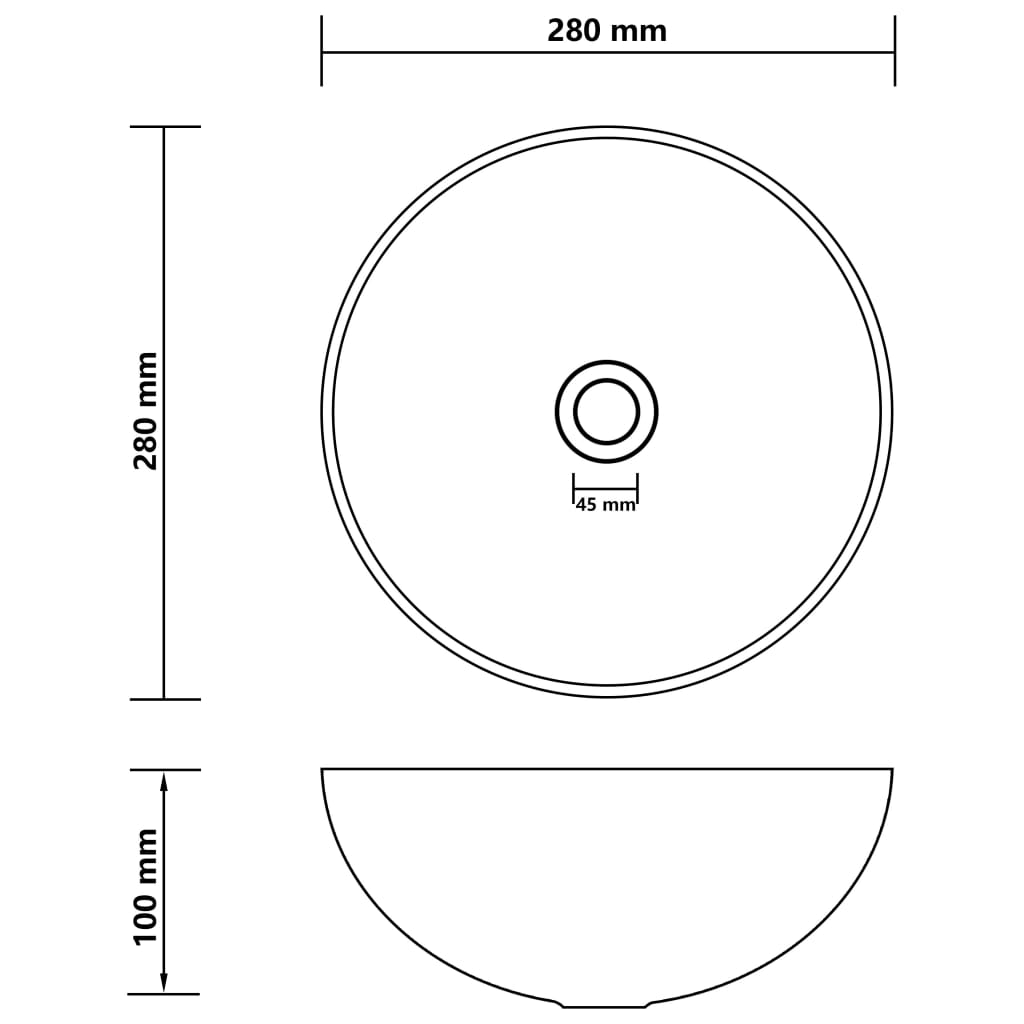 Bathroom Sink Ceramic Matt Black Round