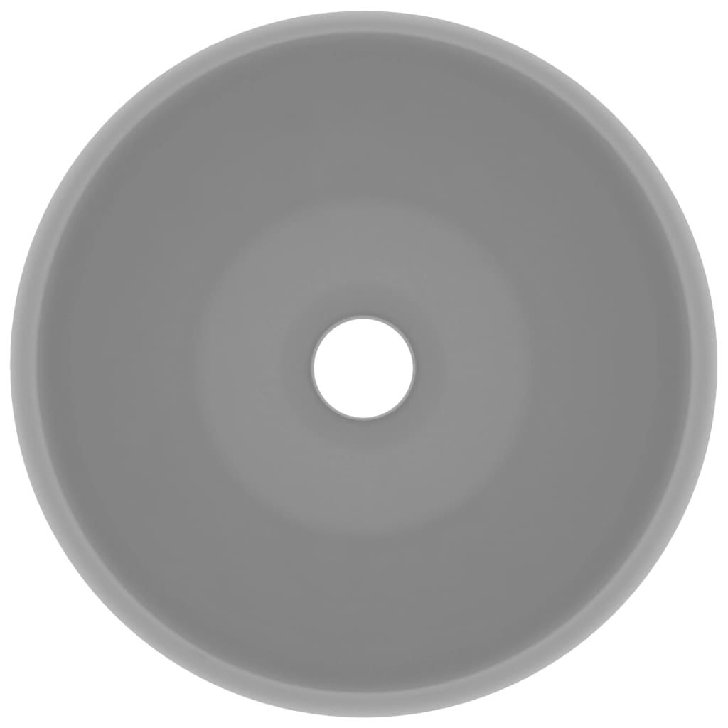 Luxury Wash Basin Round Matt Light Grey 40x15 cm Ceramic