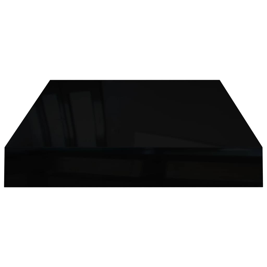 Floating Wall Shelves 2 pcs High Gloss Black 40x23x3.8 cm MDF