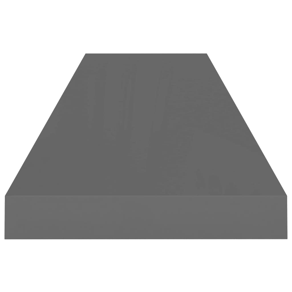 Floating Wall Shelves 2 pcs High Gloss Grey 90x23.5x3.8 cm MDF