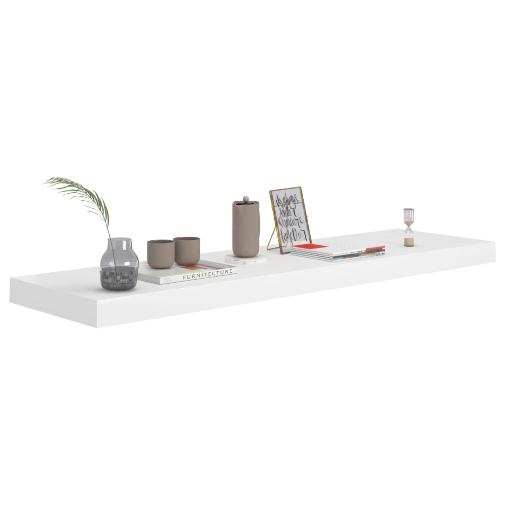 Floating Wall Shelf White 90x23.5x3.8 cm MDF