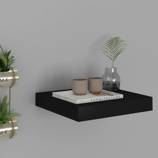 Floating Wall Shelf Black 23x23.5x3.8 cm MDF