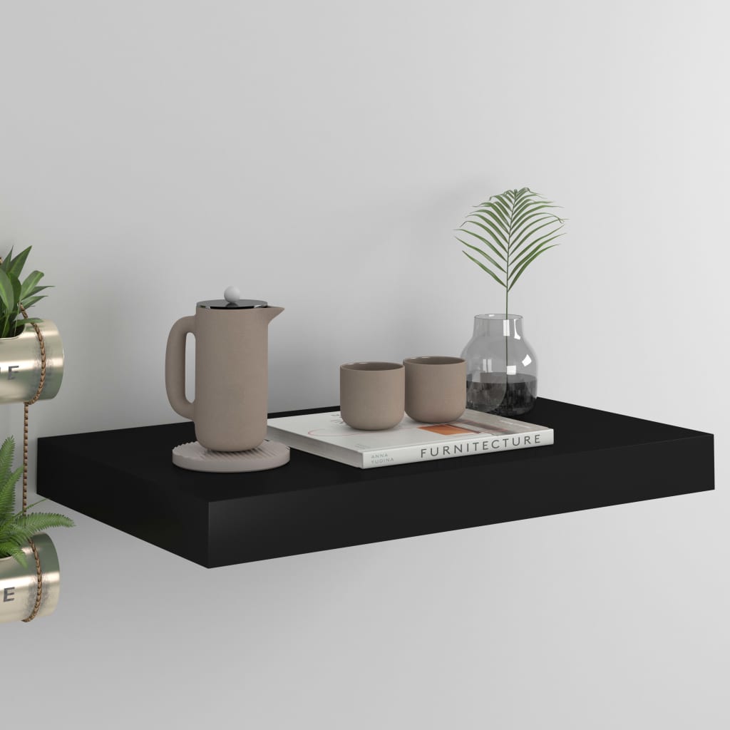 Floating Wall Shelf Black 40x23x3.8 cm MDF