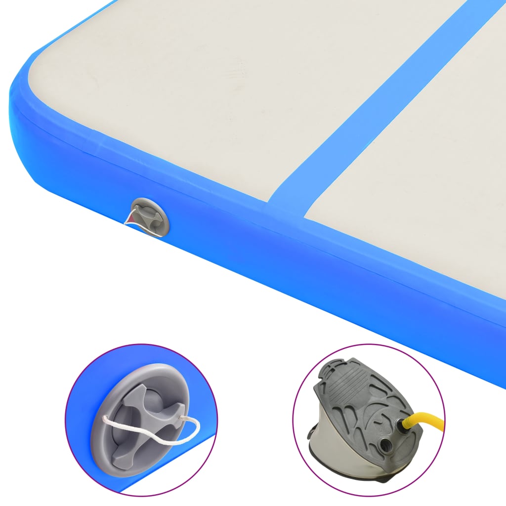 Inflatable Gymnastics Mat with Pump 300x100x15 cm PVC Blue