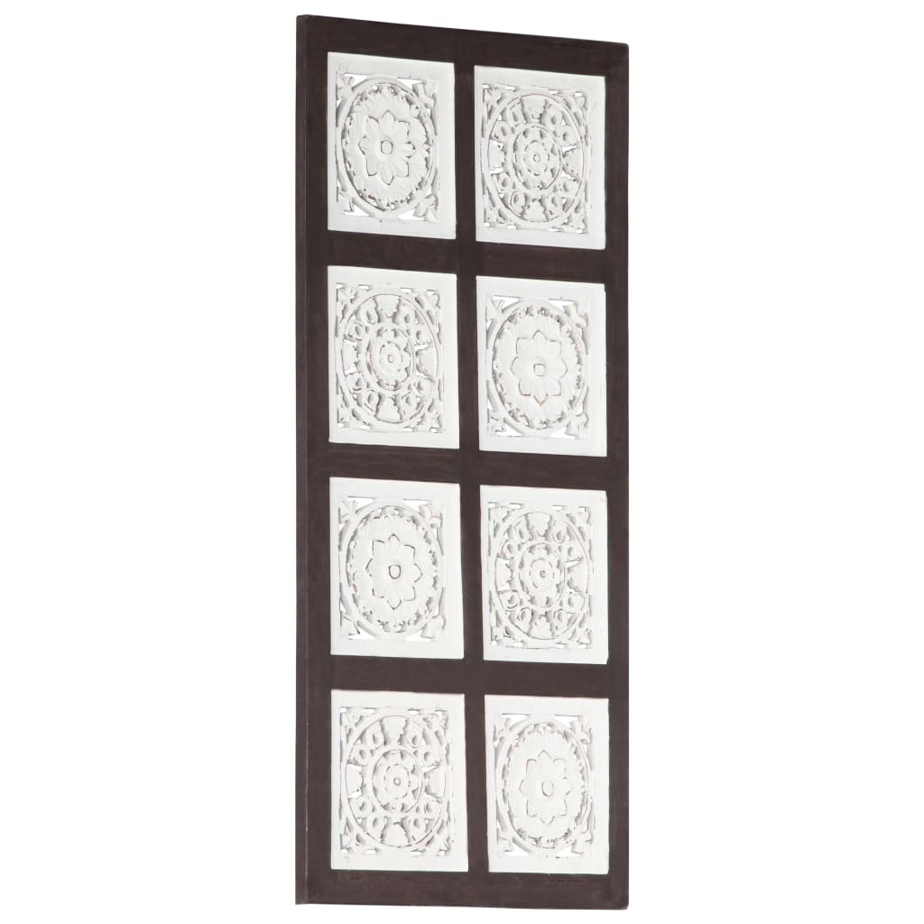 Hand-Carved Wall Panel MDF 40x80x1.5 cm Brown and White