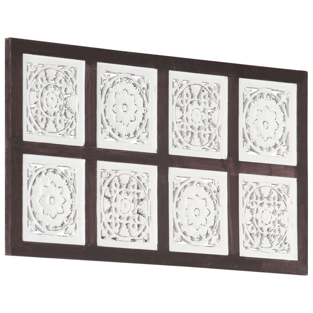 Hand-Carved Wall Panel MDF 40x80x1.5 cm Brown and White