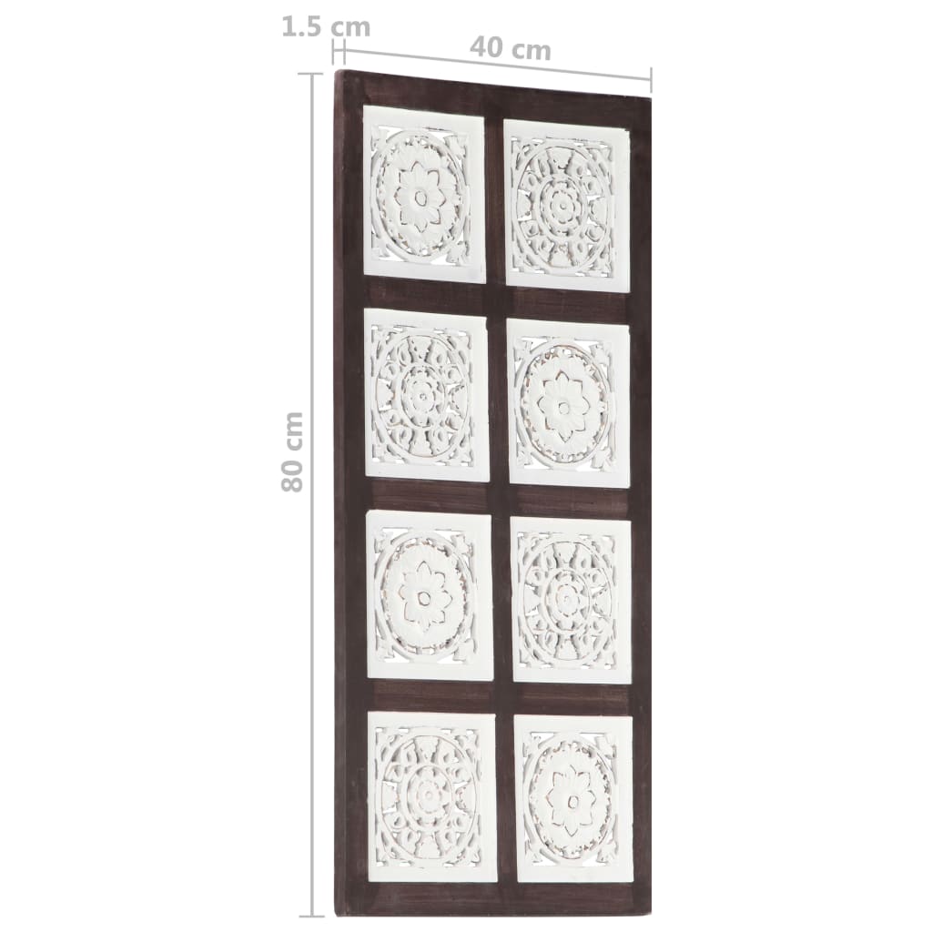 Hand-Carved Wall Panel MDF 40x80x1.5 cm Brown and White