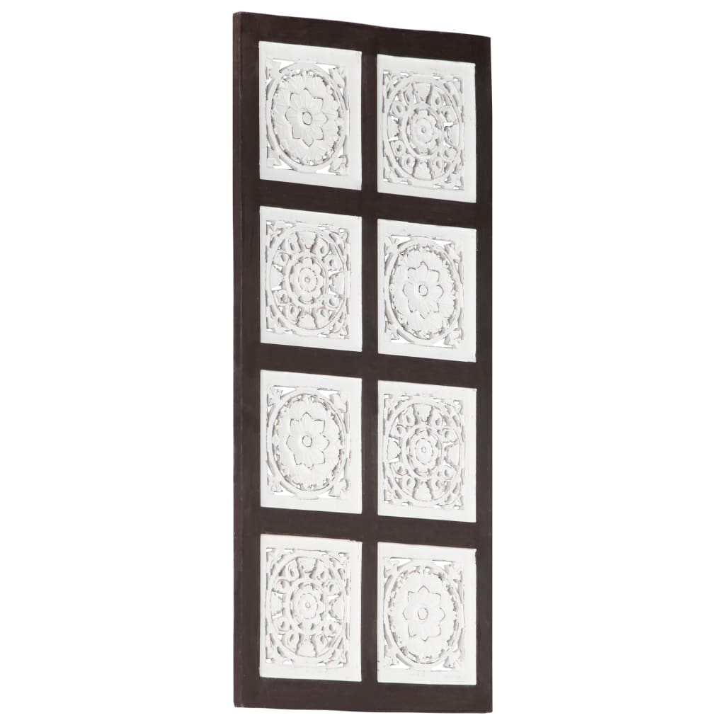 Hand-Carved Wall Panel MDF 40x80x1.5 cm Brown and White