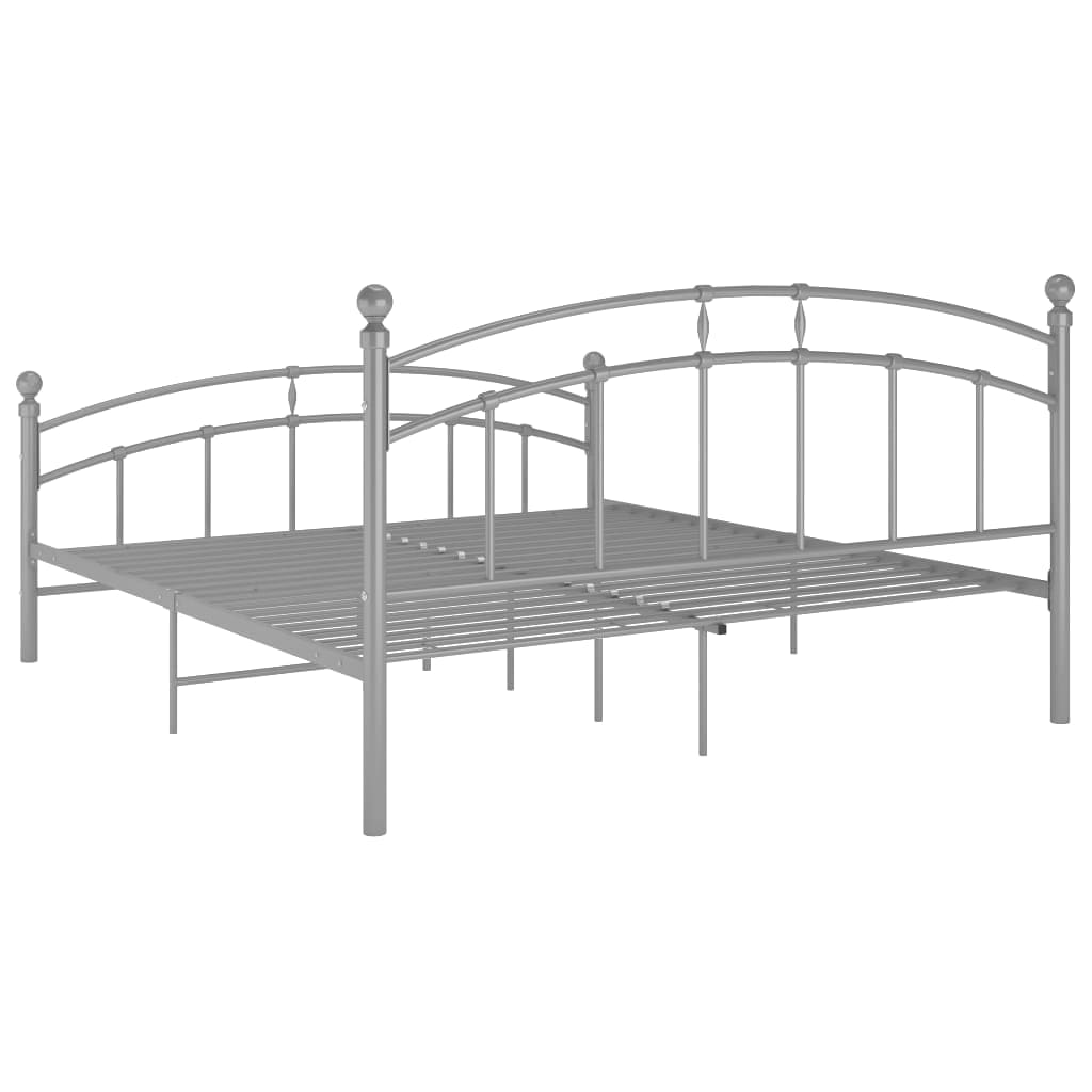 Bed Frame without Mattress Grey Metal 200x200 cm