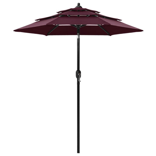 3-Tier Garden Parasol with Aluminium Pole Bordeaux Red 2 m