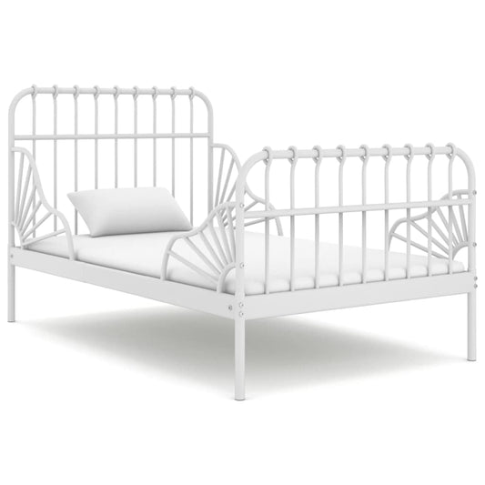 Extendable Bed Frame without Mattress White Metal 80x130/200 cm