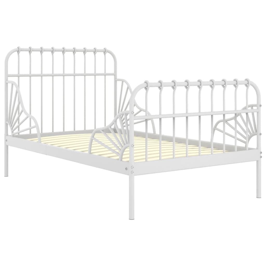 Extendable Bed Frame without Mattress White Metal 80x130/200 cm