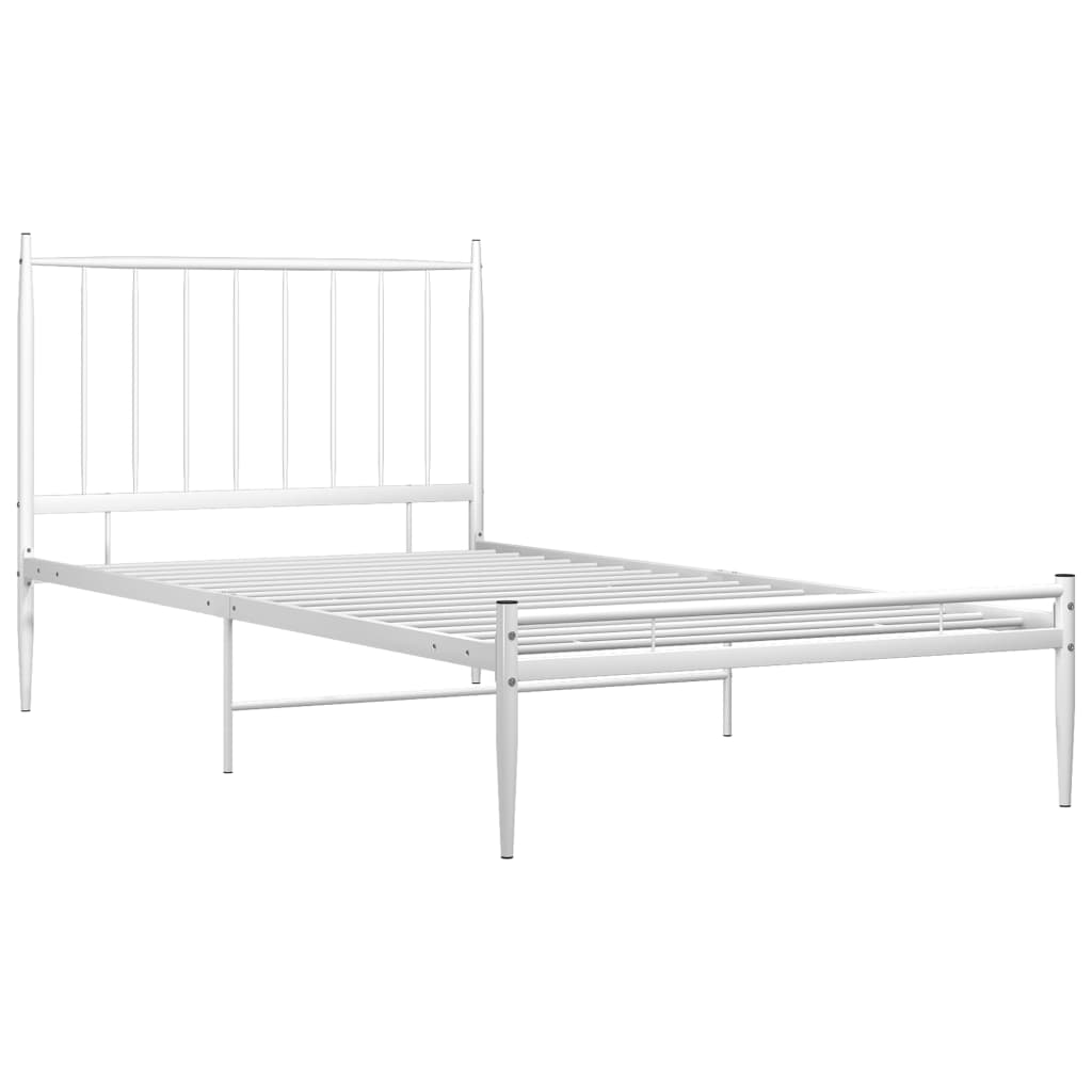 Bed Frame without Mattress White Metal 90x200 cm