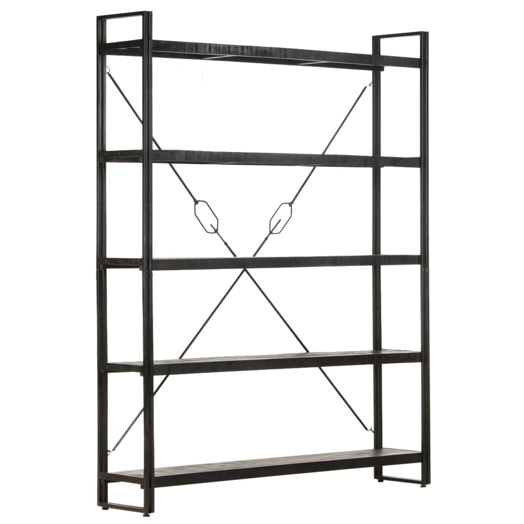 5-Tier Bookcase Black 140x30x180 cm Solid Mango Wood