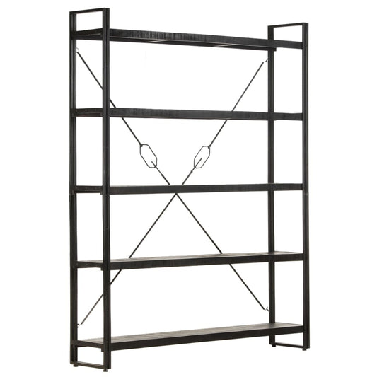 5-Tier Bookcase Black 140x30x180 cm Solid Mango Wood