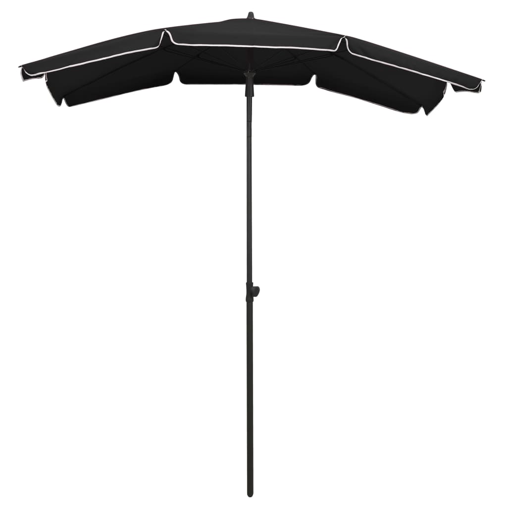 Garden Parasol with Pole 200x130 cm Black