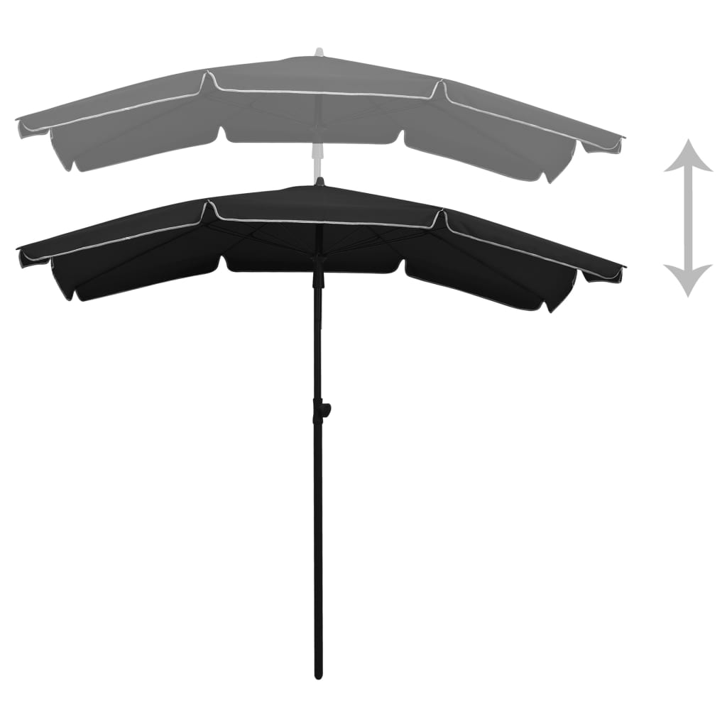 Garden Parasol with Pole 200x130 cm Black