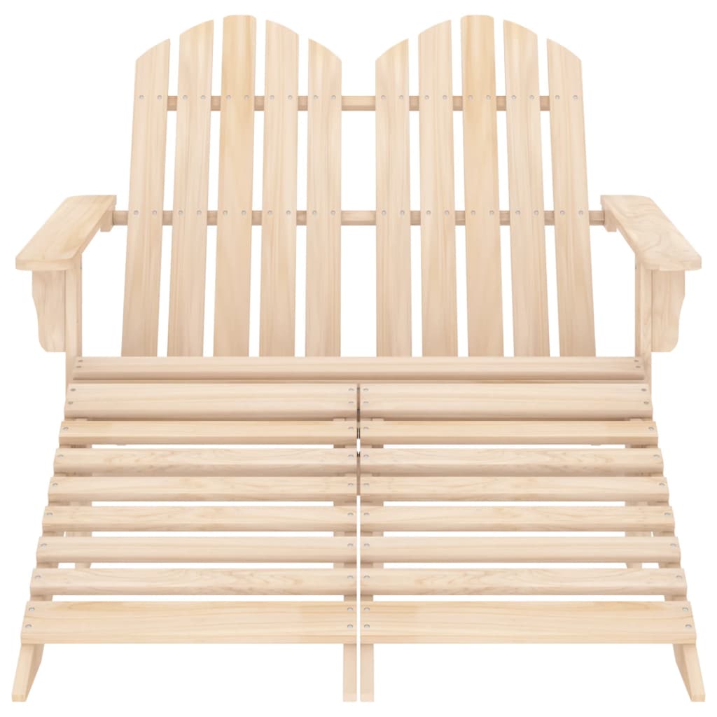 2-Seater Garden Adirondack Chair & Ottoman Fir Wood