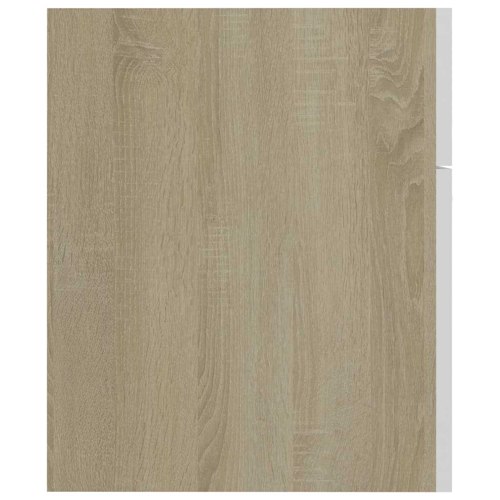 2 Piece Bathroom Furniture Set White and Sonoma Oak Engineered Wood