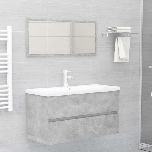 2 Piece Bathroom Furniture Set Concrete Grey Engineered Wood
