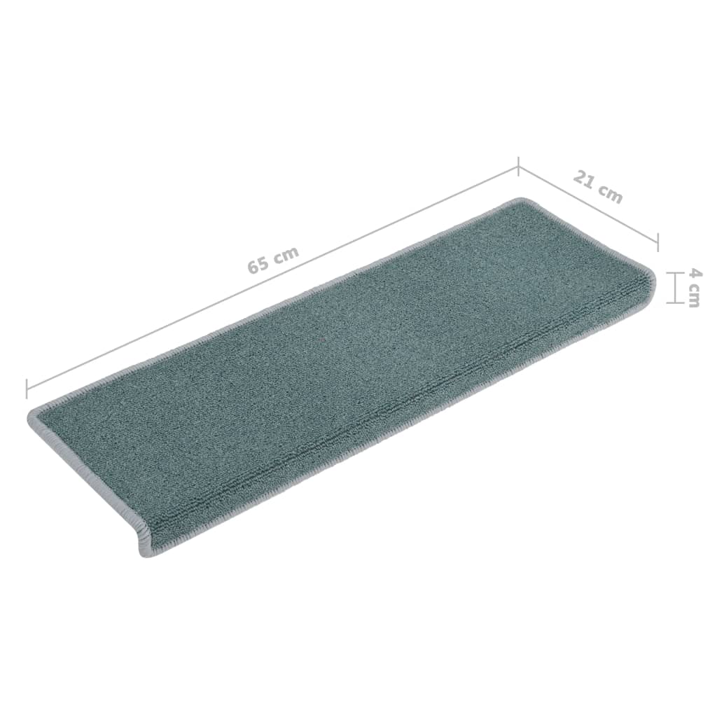 Stair Mats 15 pcs 65x21x4 cm Sea Blue Rectangular Edge