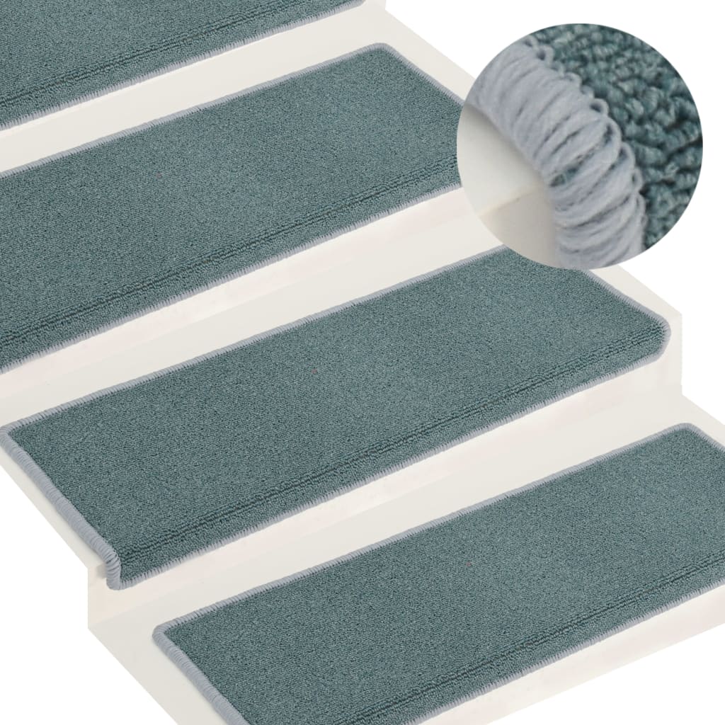 Stair Mats 15 pcs 65x21x4 cm Sea Blue Rectangular Edge