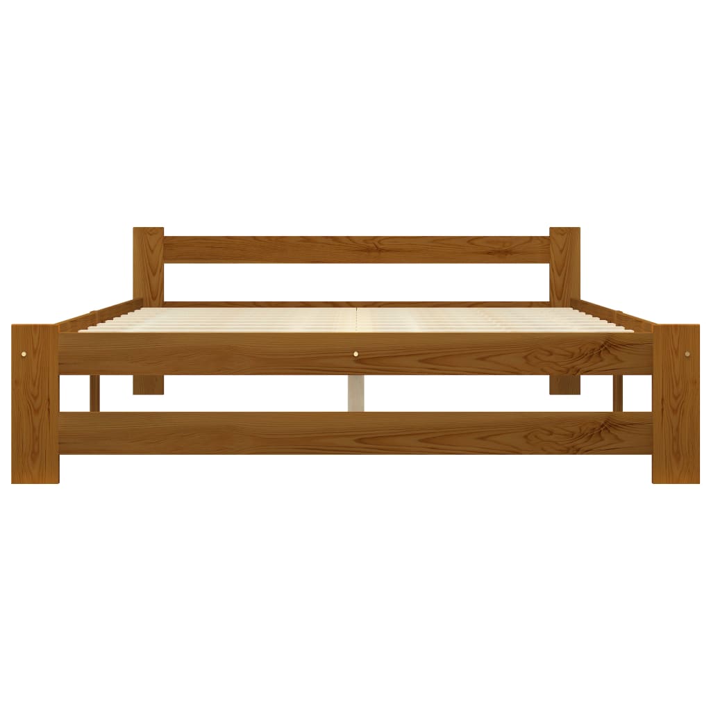 Bed Frame without Mattress Honey Brown Solid Pine Wood 160x200cm