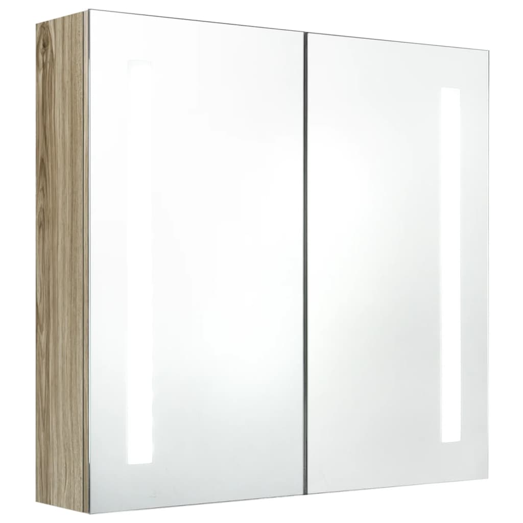 LED Bathroom Mirror Cabinet Oak 62x14x60 cm