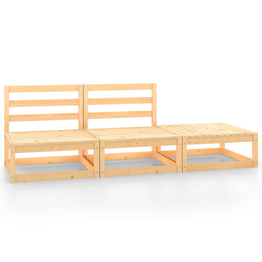 3 Piece Garden Lounge Set Solid Pinewood