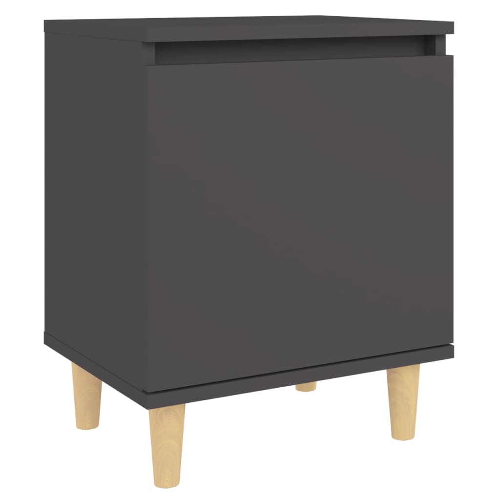 Bed Cabinet with Solid Wood Legs Grey 40x30x50 cm