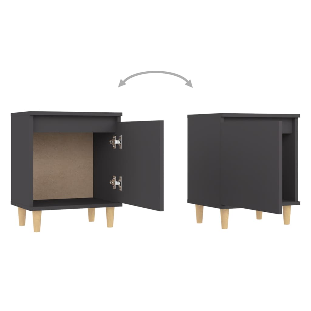 Bed Cabinet with Solid Wood Legs Grey 40x30x50 cm
