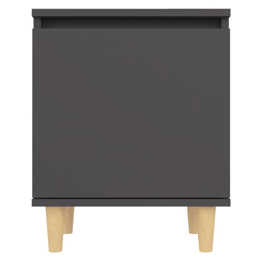 Bed Cabinet with Solid Wood Legs Grey 40x30x50 cm