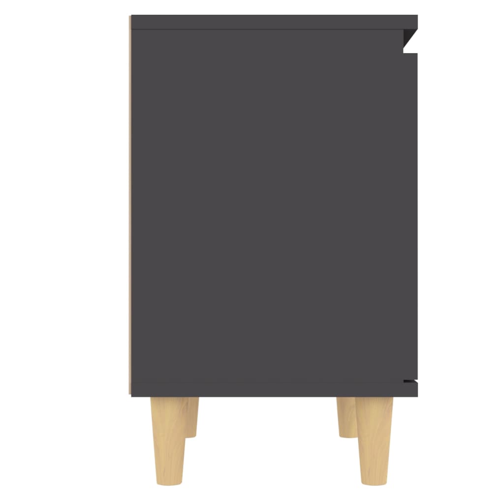 Bed Cabinet with Solid Wood Legs Grey 40x30x50 cm