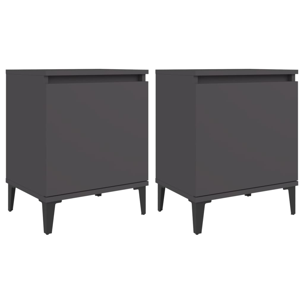 Bed Cabinets with Metal Legs Grey 40x30x50 cm