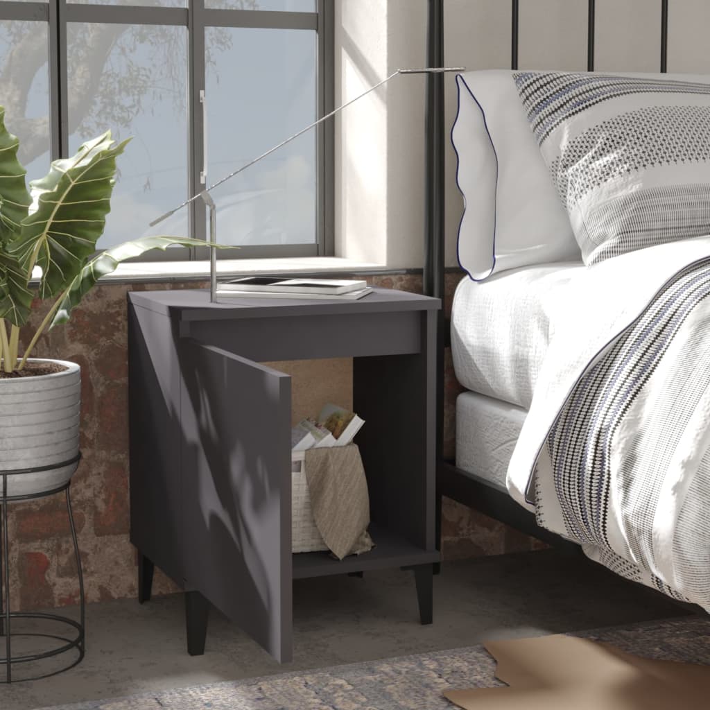 Bed Cabinets with Metal Legs Grey 40x30x50 cm