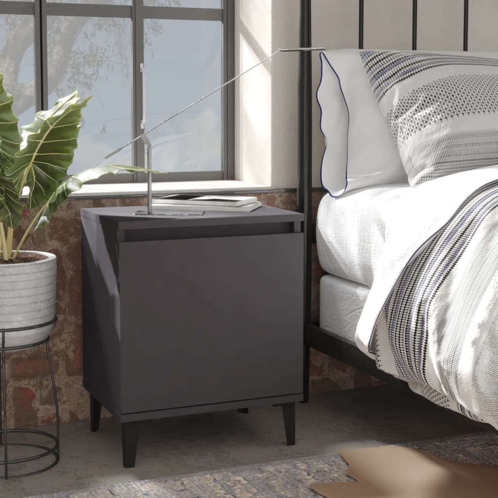 Bed Cabinets with Metal Legs Grey 40x30x50 cm