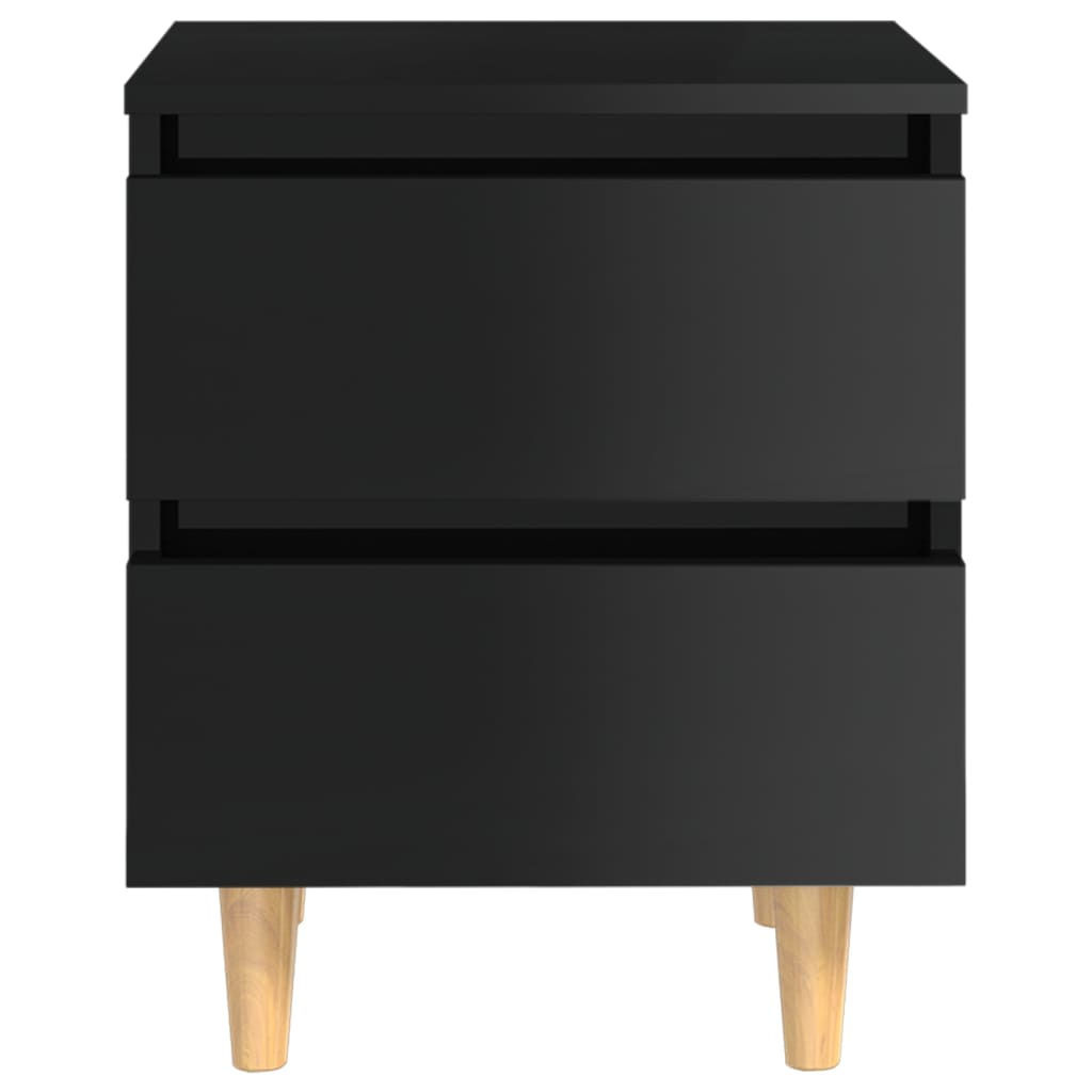 Bed Cabinets & Pinewood Legs 2 pcs High Gloss Black 40x35x50cm
