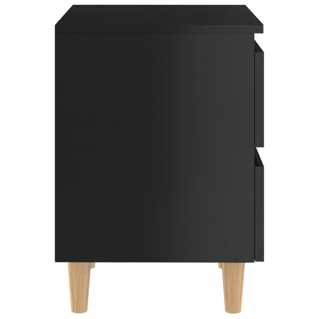 Bed Cabinets & Pinewood Legs 2 pcs High Gloss Black 40x35x50cm