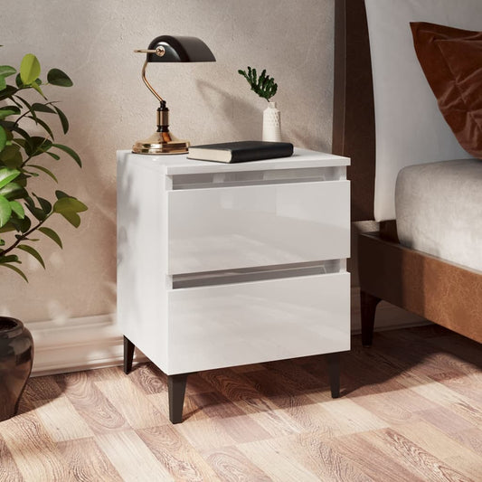 Bed Cabinet  High Gloss White 40x35x50 cm Engineered Wood