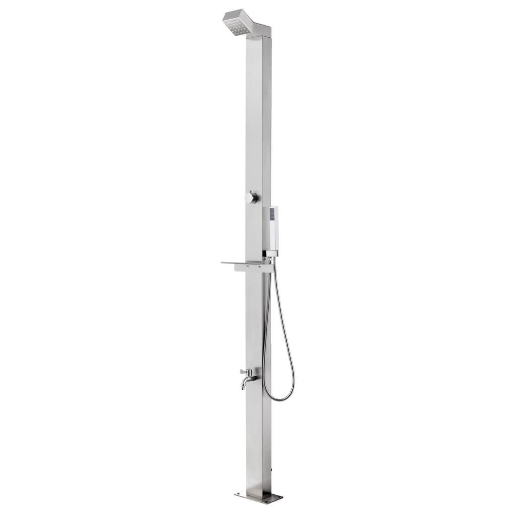 Garden Shower with Grey Base 225 cm Stainless Steel