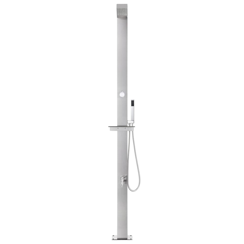 Garden Shower with Grey Base 225 cm Stainless Steel
