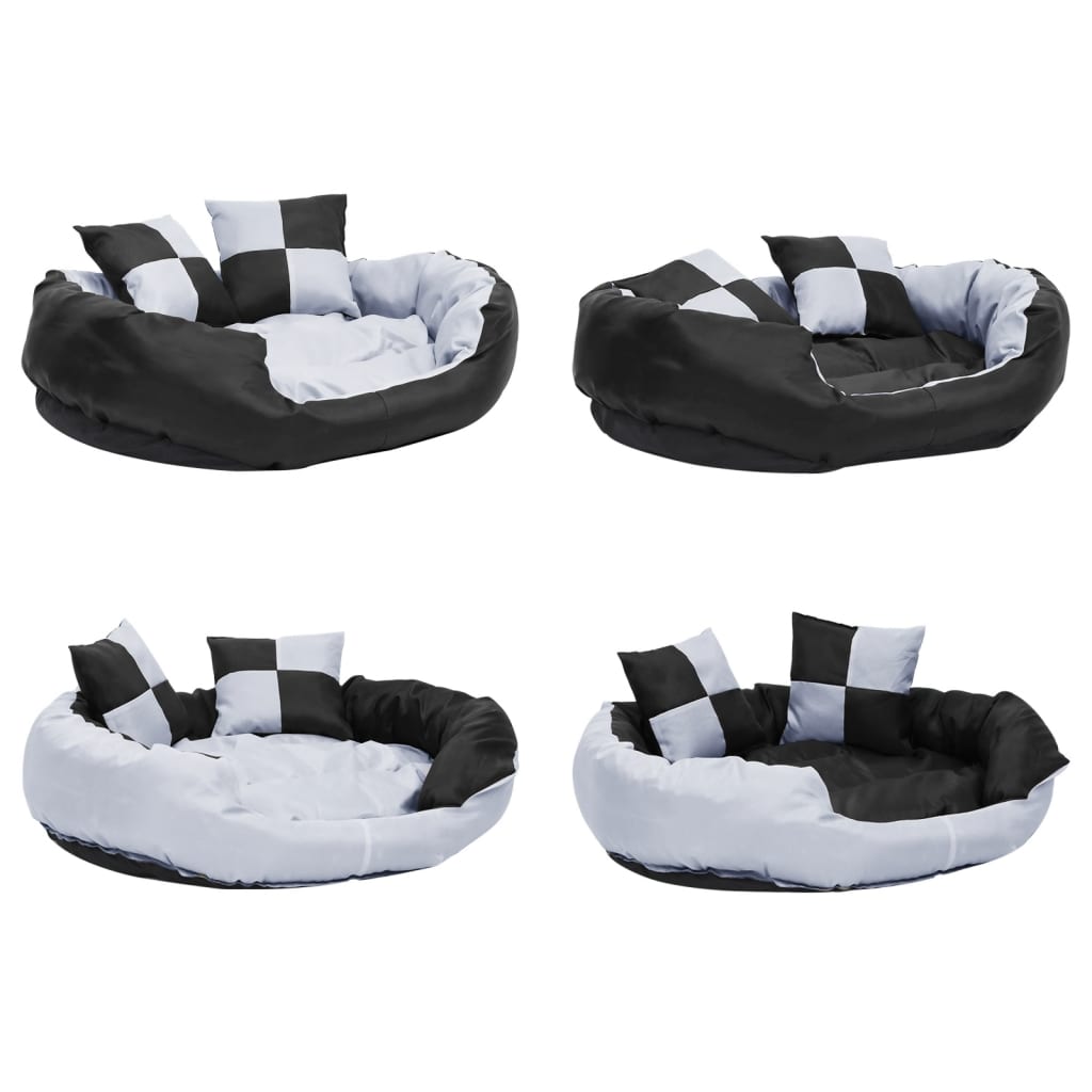 Reversible & Washable Dog Cushion Grey and Black 85x70x20 cm